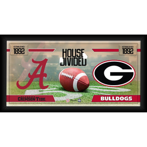 Alabama Crimson Tide vs. Georgia Bulldogs Framed 10'' x 20'' House Divided Football Collage