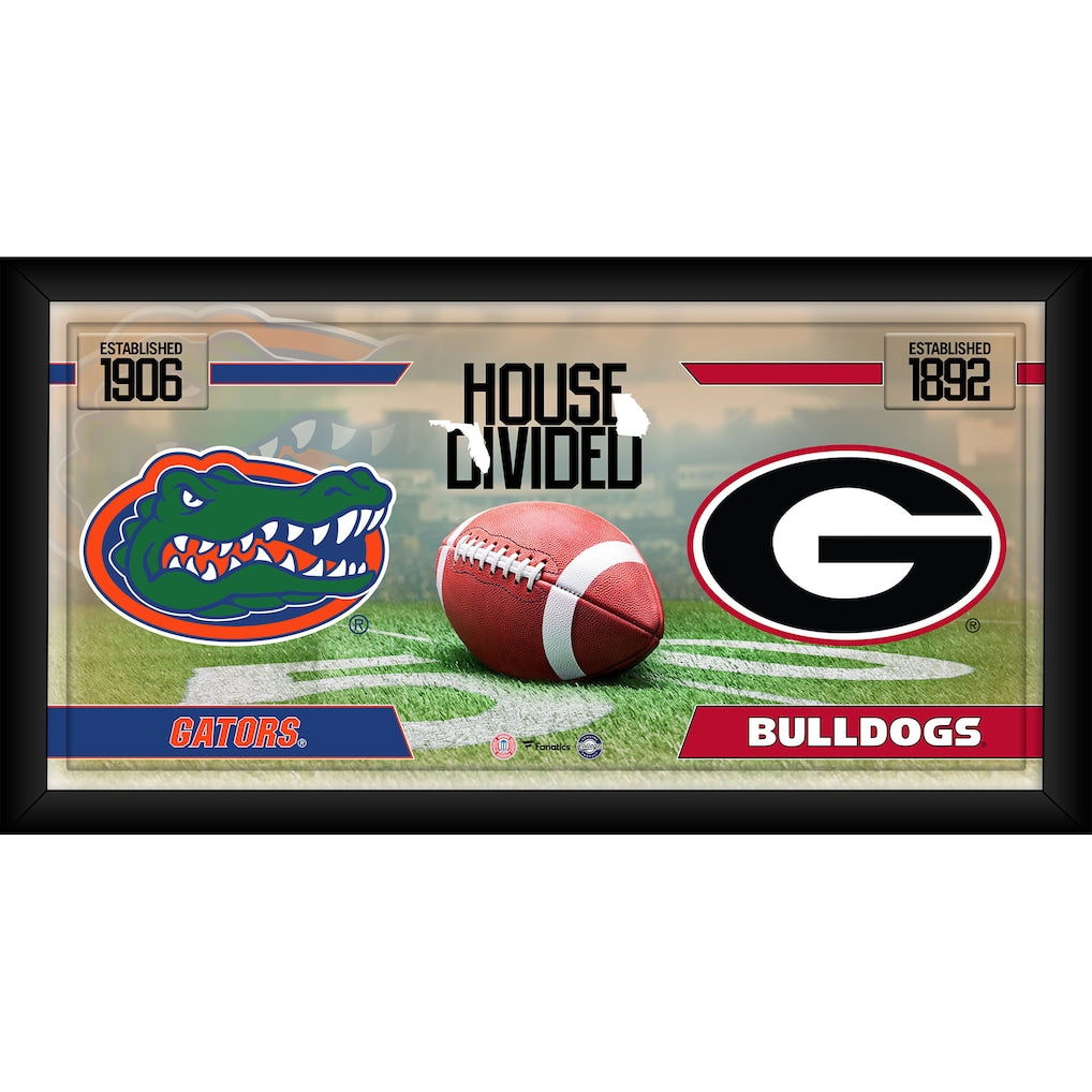 Florida Gators vs. Georgia Bulldogs Framed 10'' x 20'' House Divided Football Collage