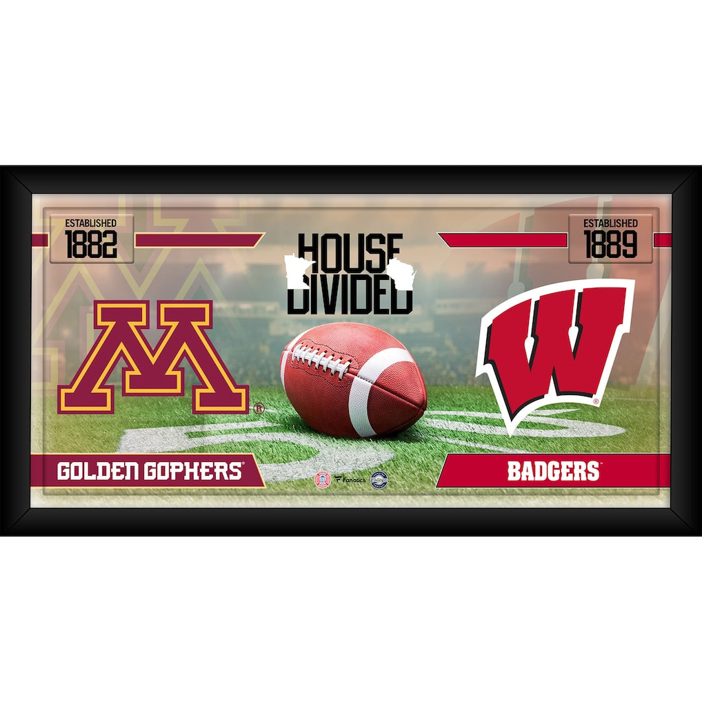 Minnesota Golden Gophers vs. Wisconsin Badgers Framed 10'' x 20'' House Divided Football Collage