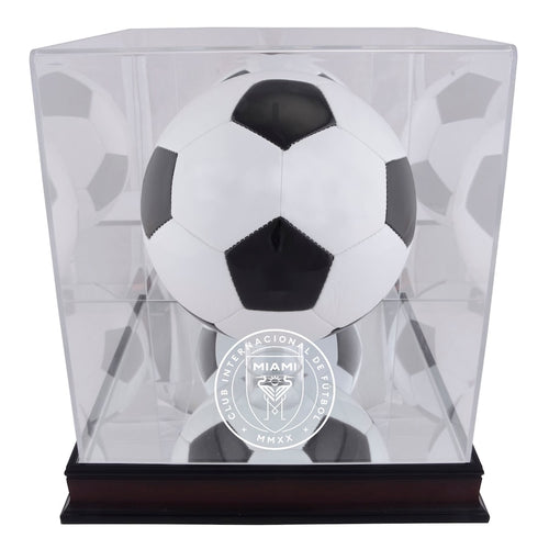 Inter Miami CF Mahogany Team Logo Soccer Ball Display Case
