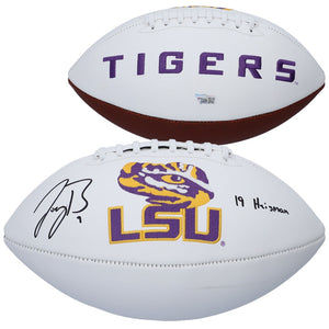 Joe Burrow LSU Tigers Autographed White Panel Football with ''19 Heisman'' Inscription
