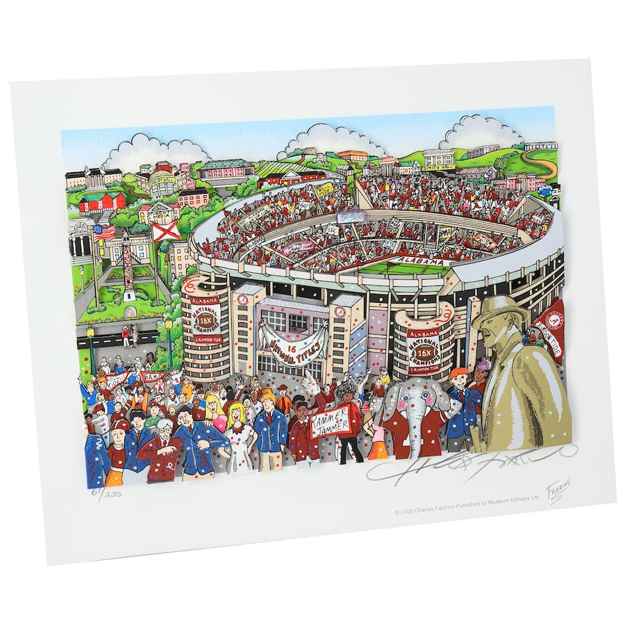 Alabama Crimson Tide 16 National Titles Fazzino Pop Art - Limited Edition of 200
