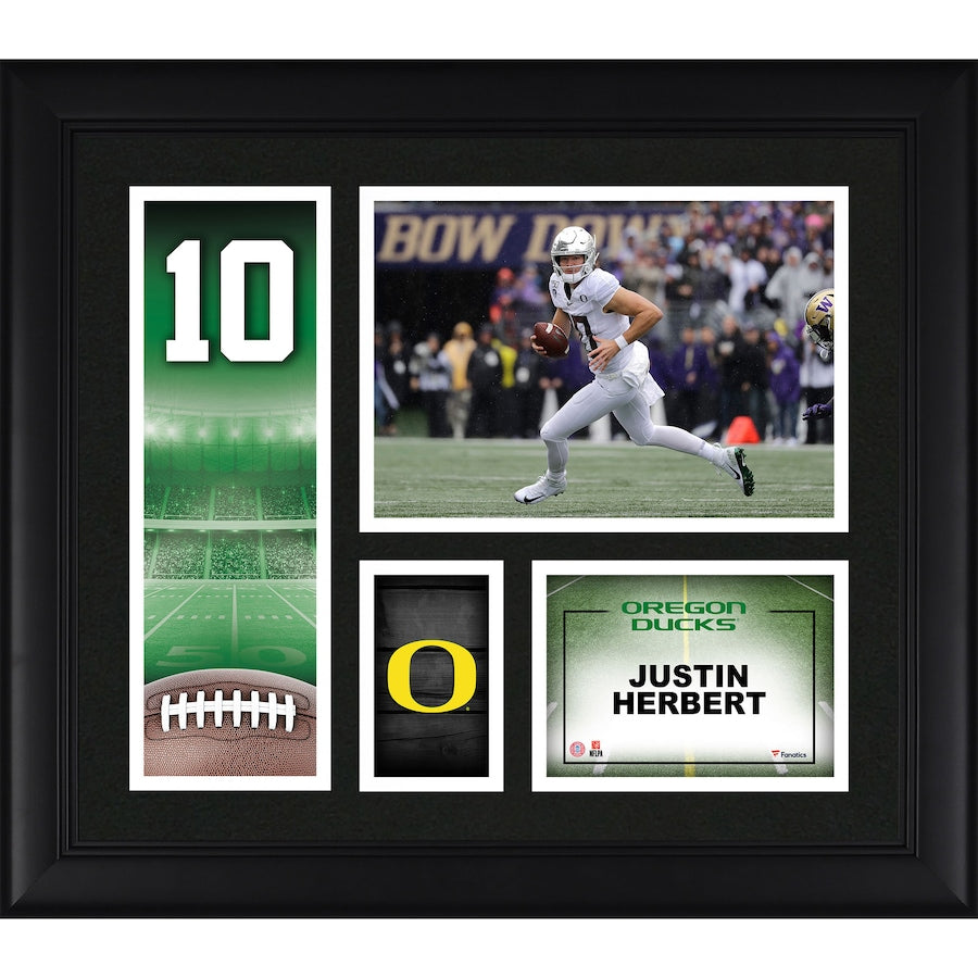 Justin Herbert Oregon Ducks Framed 15'' x 17'' Player Core Collage