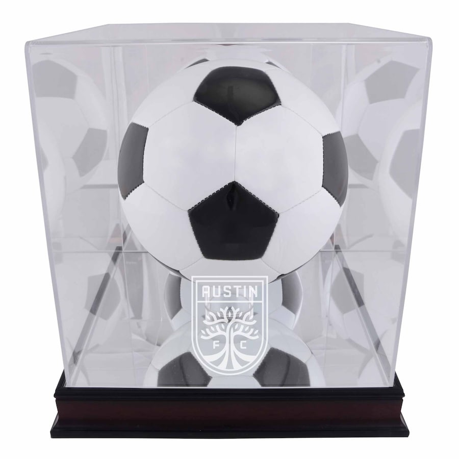 Austin FC Mahogany Team Logo Soccer Ball Display Case