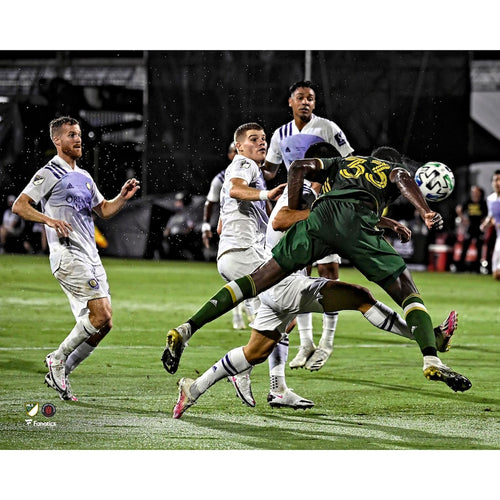 Larrys Mabiala Portland Timbers Unsigned MLS is Back Final Header Goal Photograph