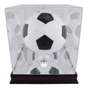 Charlotte FC Mahogany Team Logo Soccer Ball Display Case