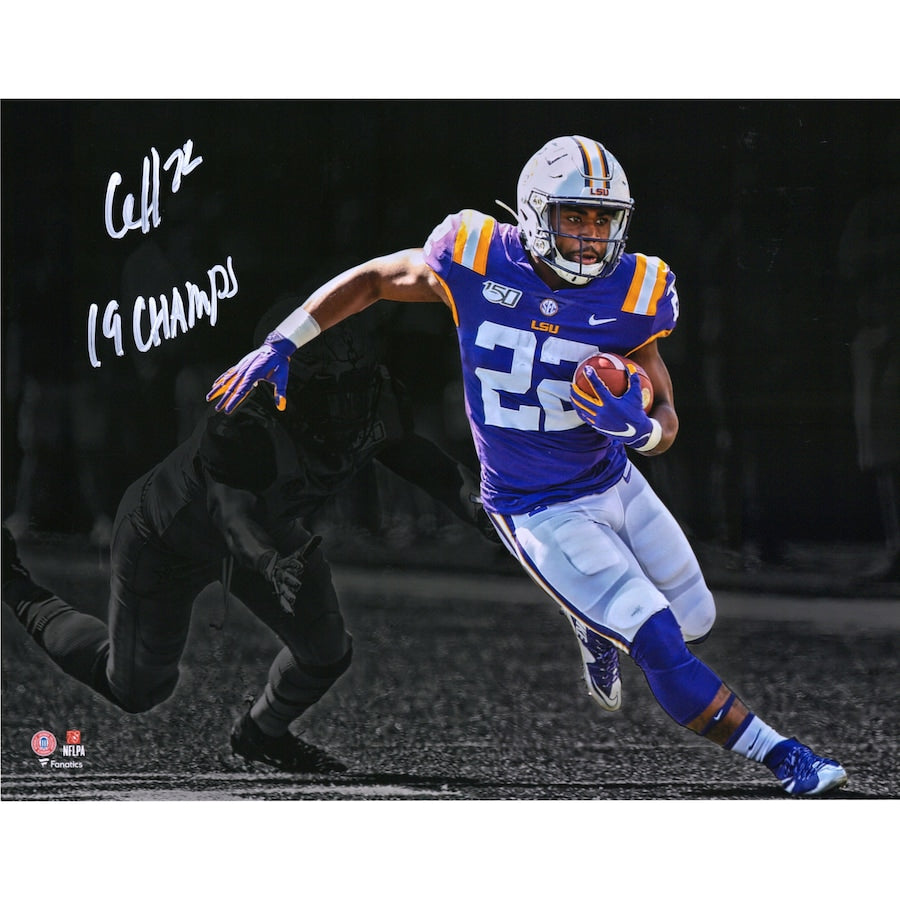 Clyde Edwards-Helaire LSU Tigers Autographed 11'' x 14'' Spotlight Photograph with ''19 Champs'' Inscription