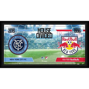 New York City FC vs. New York Red Bulls Framed 10'' x 20'' House Divided Collage