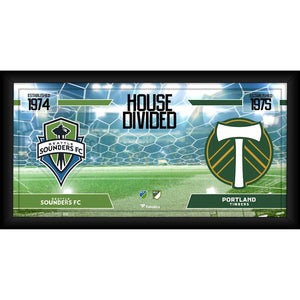 Seattle Sounders FC vs. Portland Timbers Framed 10'' x 20'' House Divided Collage