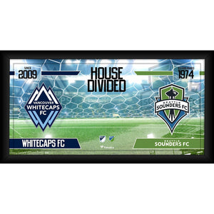 Vancouver Whitecaps FC vs. Seattle Sounders FC Framed 10'' x 20'' House Divided Collage