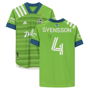 Gustav Svensson Seattle Sounders FC Autographed Match-Used #4 Green Jersey from the 2020 MLS Season