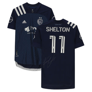 Khiry Shelton Sporting Kansas City Autographed Match-Used #11 Navy Jersey from the 2020 MLS Season