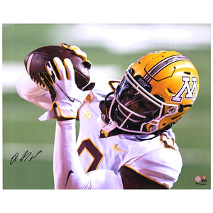 Rashod Bateman Minnesota Golden Gophers Autographed 16'' x 20'' White Jersey Catching Photograph