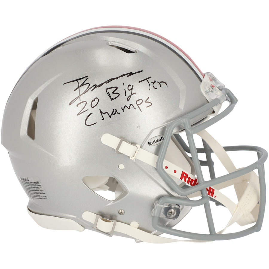 Trey Sermon Ohio State Buckeyes Autographed Riddell Speed Authentic Helmet with ''20 Big Ten Champ'' Inscription