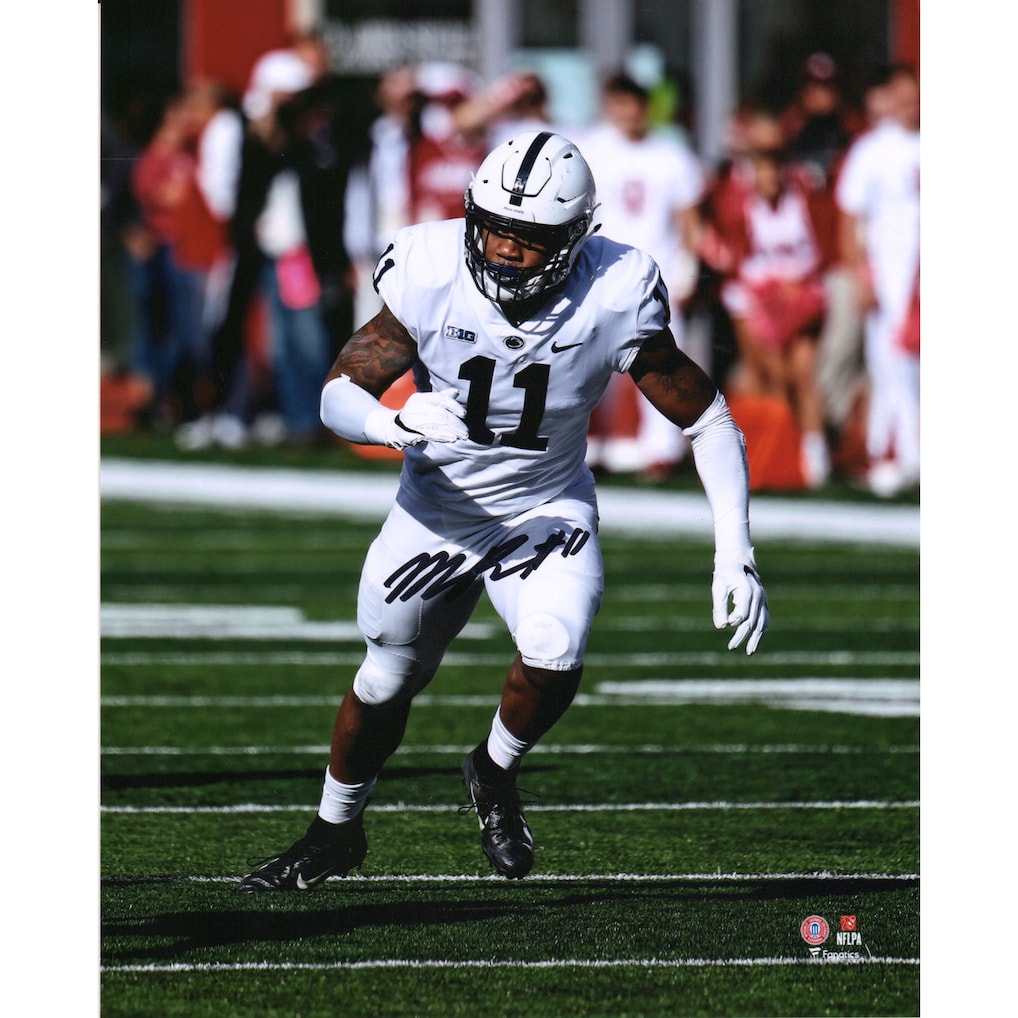 Micah Parsons Penn State Nittany Lions Autographed 8'' x 10'' Defensive Stance White Photograph