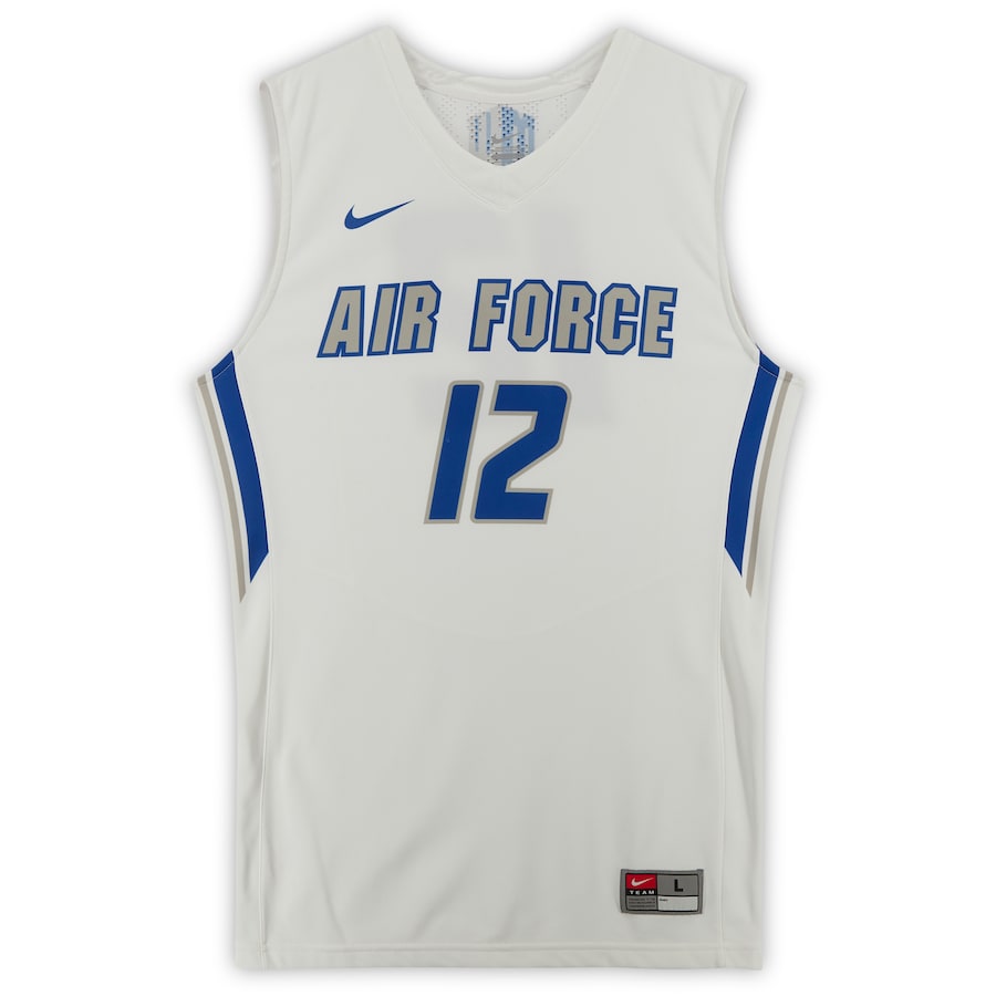 Air Force Falcons Nike Team-Issued #12 White Gray & Royal Jersey from the Basketball Program - Size L