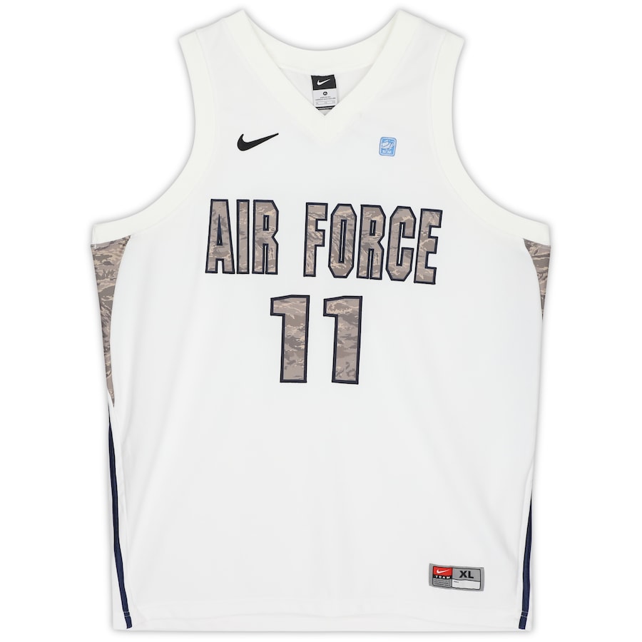 Air Force Falcons Nike Team-Issued #11 White & Green Camouflage Jersey from the Basketball Program - Size XL