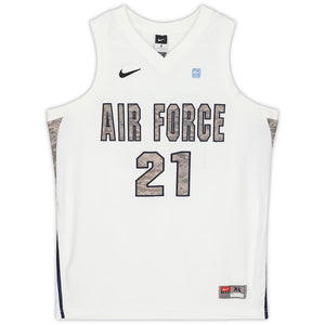 Air Force Falcons Nike Team-Issued #21 White & Green Camouflage Jersey from the Basketball Program - Size XL