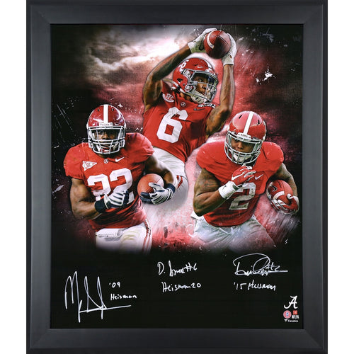 Mark Ingram II Devonta Smith & Derrick Henry Alabama Crimson Tide Multi-Signed Framed 20'' x 24'' Photograph with Multiple Heisman Inscriptions