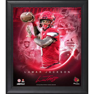 Lamar Jackson Louisville Cardinals Facsimile Signature 15'' x 17'' Framed Stars of the Game Collage