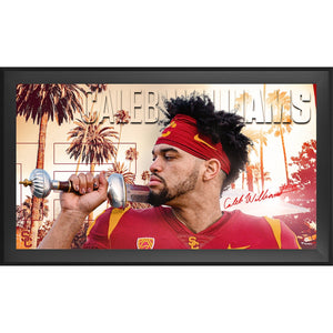 Caleb Williams USC Trojans Autographed Framed 20'' x 36'' Holding Sword Photograph