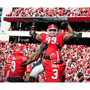 Jordan Davis Georgia Bulldogs Unsigned Celebrates a Touchdown Run Photograph