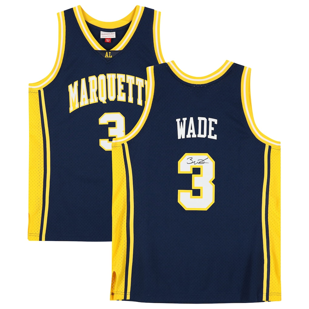 Dwyane Wade Navy Marquette Golden Eagles Autographed Mitchell & Ness 2002 Swingman Jersey