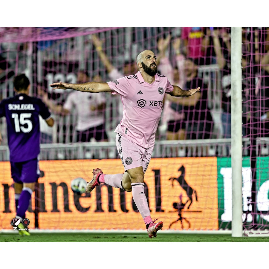 Gonzalo Higuain Inter Miami CF Unsigned Celebrates Goal in 2022 Playoff Clinch Photograph