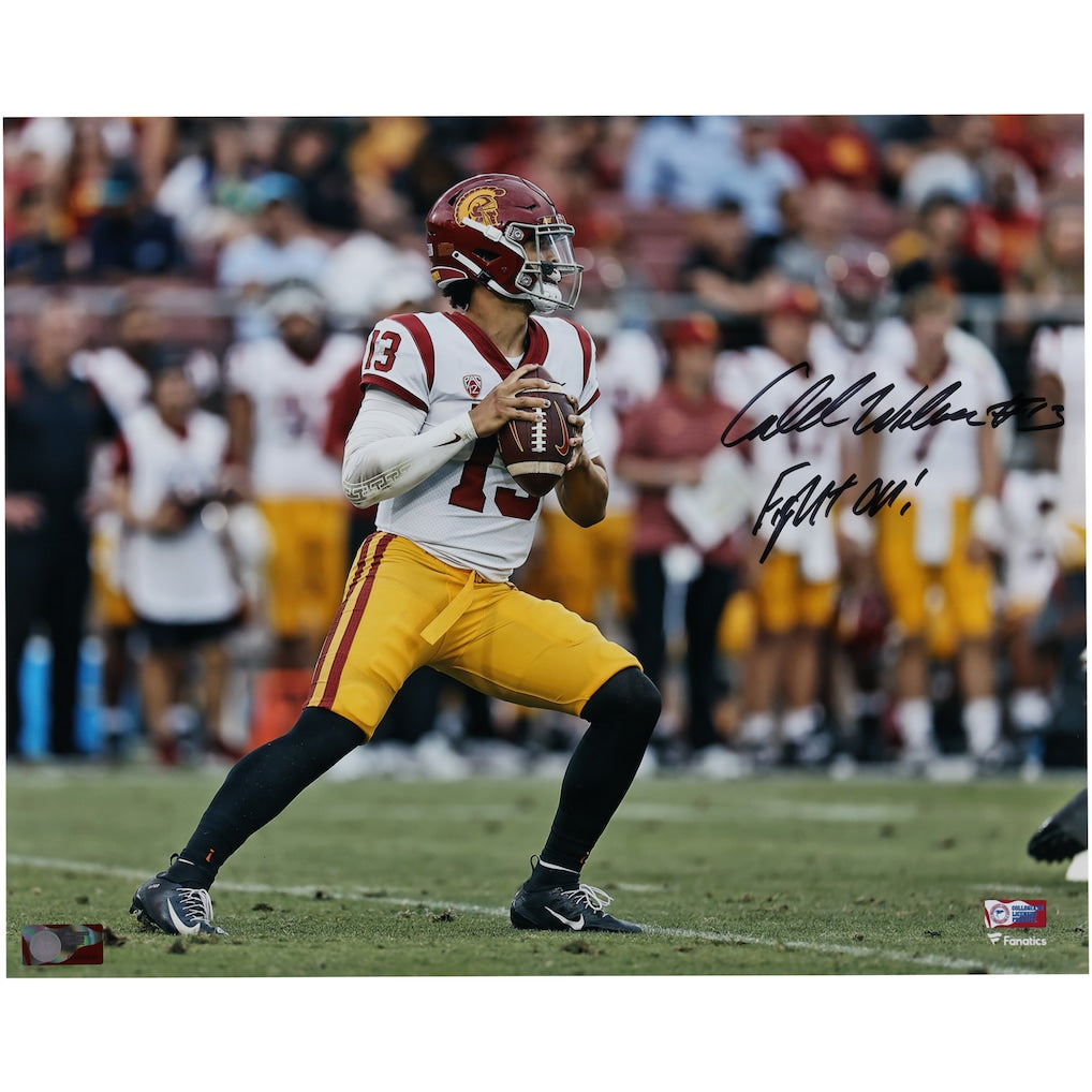 Caleb Williams USC Trojans Autographed 16'' x 20'' Throwing Photograph with ''Fight On!'' Inscription