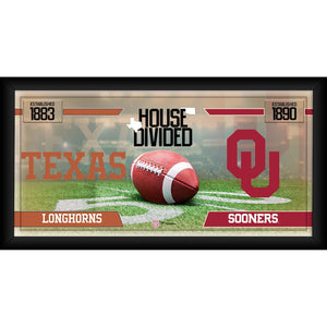 Texas Longhorns vs. Oklahoma Sooners Framed 10'' x 20'' House Divided Football Collage