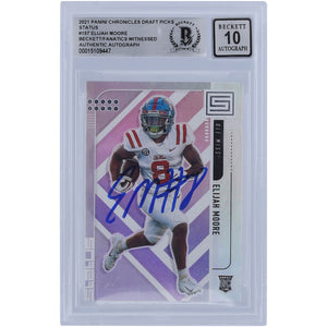 Elijah Moore Ole Miss Rebels Autographed 2021 Panini Chronicles Draft Picks Status #157 Beckett Fanatics Witnessed Authenticated 10 Rookie Card