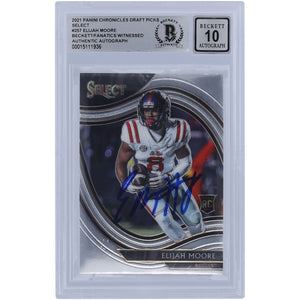 Elijah Moore Ole Miss Rebels Autographed 2021 Panini Chronicles Draft Picks Select #257 Beckett Fanatics Witnessed Authenticated 10 Rookie Card