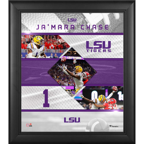 Ja'Marr Chase LSU Tigers Framed 15'' x 17'' Stitched Stars Collage