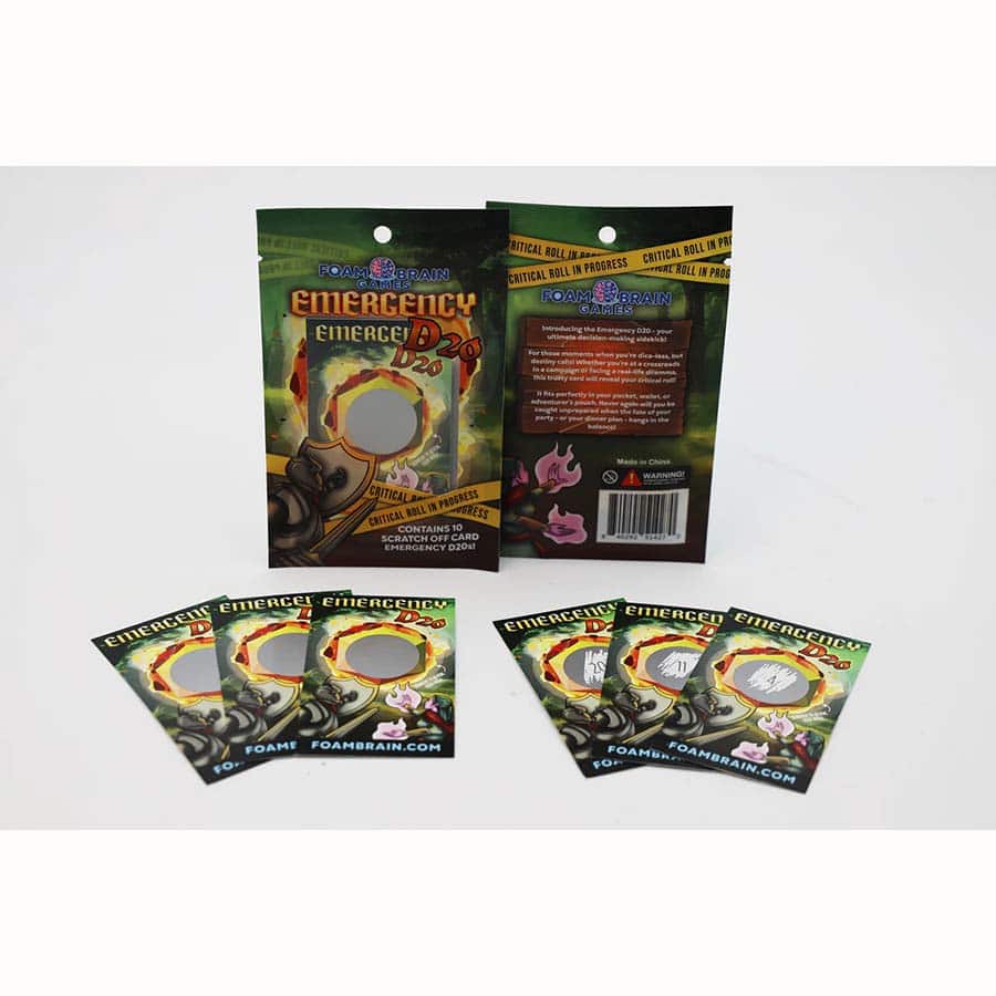 Foam Brain Games -   Emergency D20 Card (10Ct Pack)