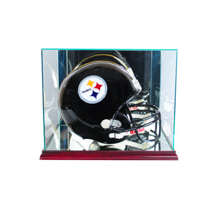 Rectangle Football Helmet Display Case with Cherry Moulding