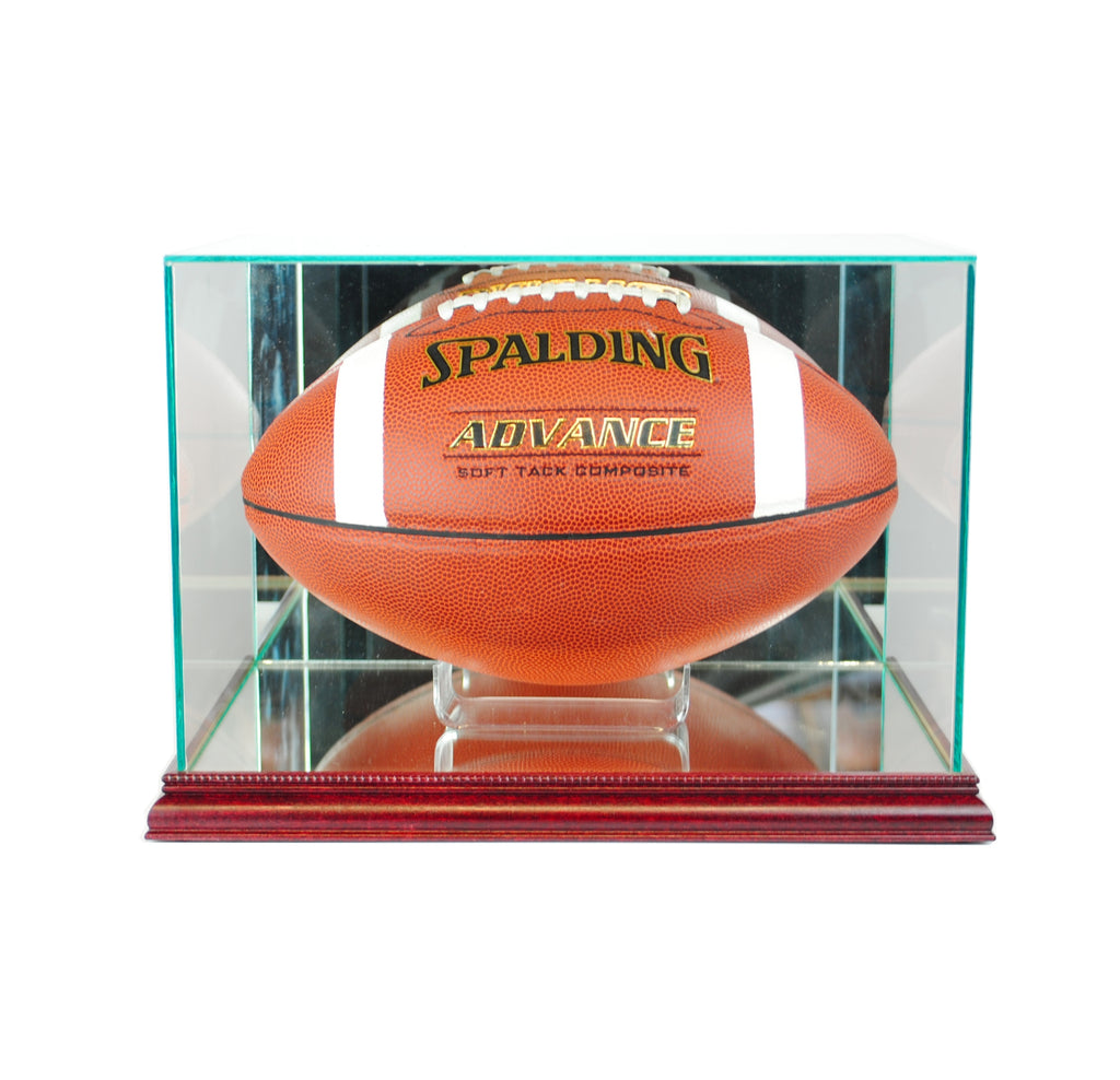 Rectangle Football Display Case with Cherry Moulding