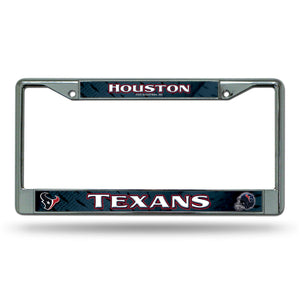 Houston Texans License Plate Frame Chrome Printed Insert - Rico Industries