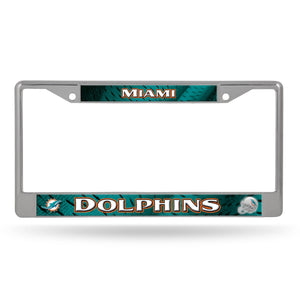 Miami Dolphins License Plate Frame Chrome Printed Insert - Rico Industries