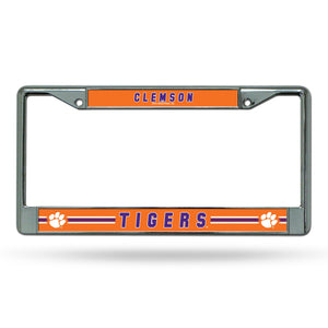 Clemson Tigers License Plate Frame Chrome Printed Insert - Rico Industries