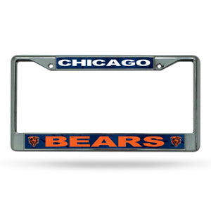 Chicago Bears License Plate Frame Chrome Printed Insert - Rico Industries