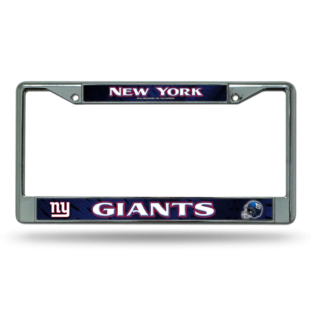 New York Giants License Plate Frame Chrome Printed Insert - Rico Industries