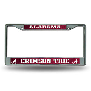 Alabama Crimson Tide License Plate Frame Chrome Printed Insert - Rico Industries