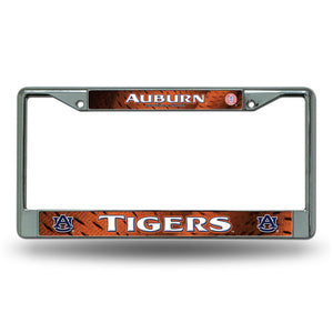 Auburn Tigers License Plate Frame Chrome Printed Insert - Rico Industries