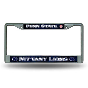 Penn State Nittany Lions License Plate Frame Chrome Printed Insert - Rico Industries