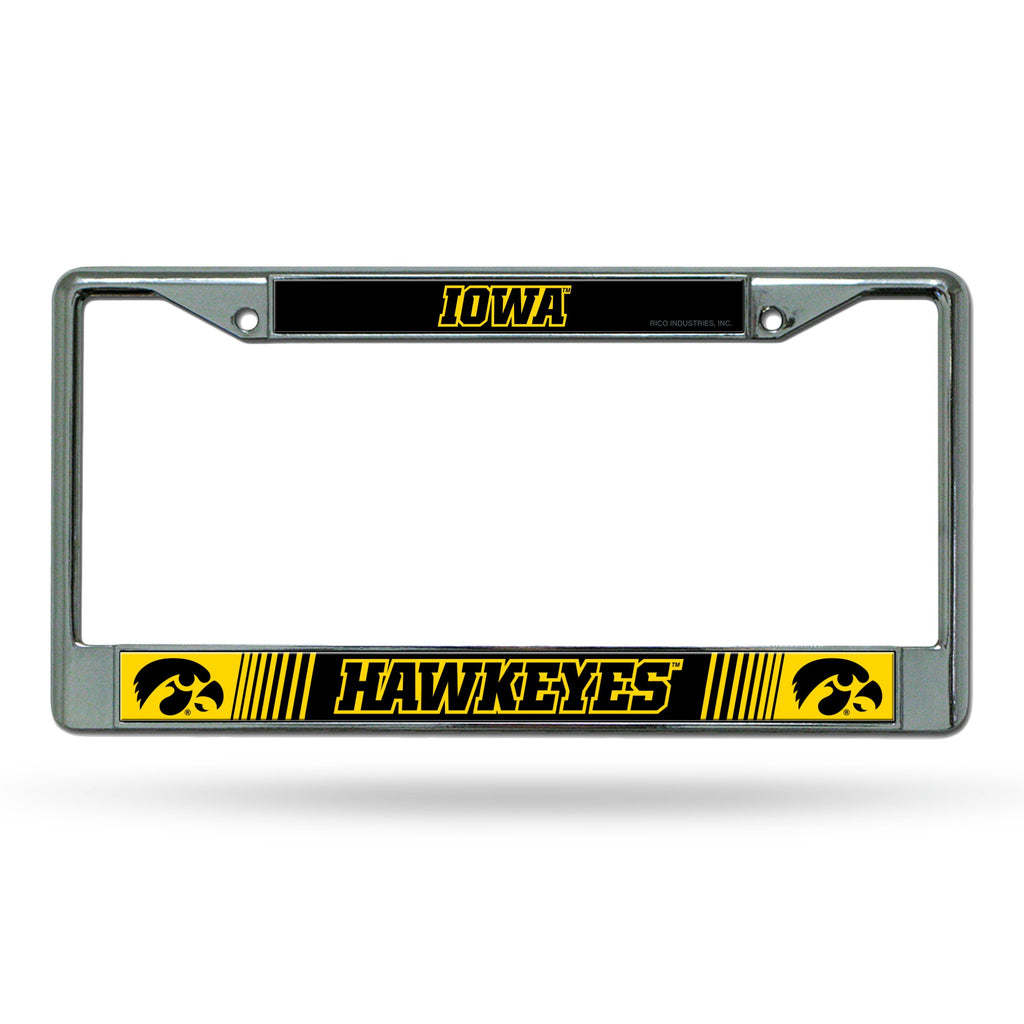 Iowa Hawkeyes License Plate Frame Chrome Printed Insert - Rico Industries