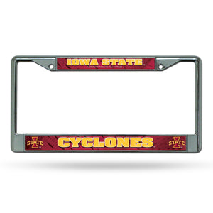 Iowa State Cyclones License Plate Frame Chrome Printed Insert - Rico Industries