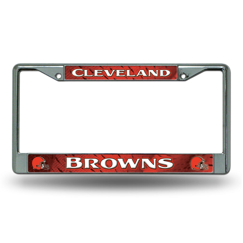 Cleveland Browns License Plate Frame Chrome Printed Insert - Rico Industries