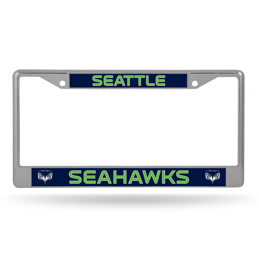 Seattle Seahawks License Plate Frame Chrome Printed Insert - Rico Industries