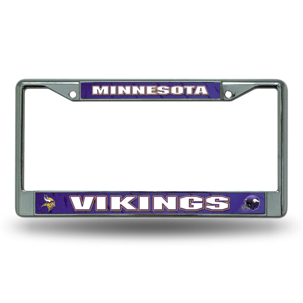 Minnesota Vikings License Plate Frame Chrome Printed Insert - Rico Industries