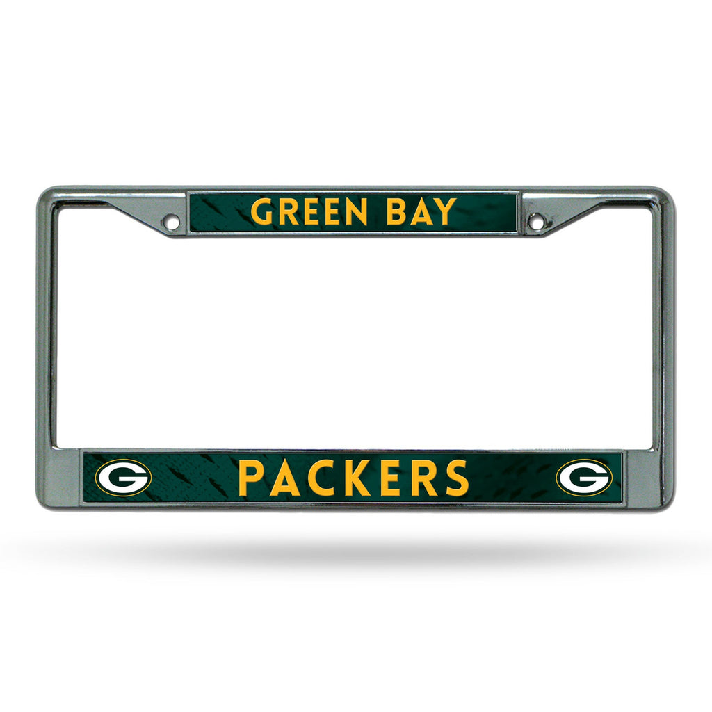 Green Bay Packers License Plate Frame Chrome Printed Insert - Rico Industries